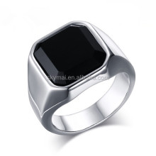 Anel masculino de alta qualidade preto de aço inoxidável polido alto joias masculinas prata anel charme para homens